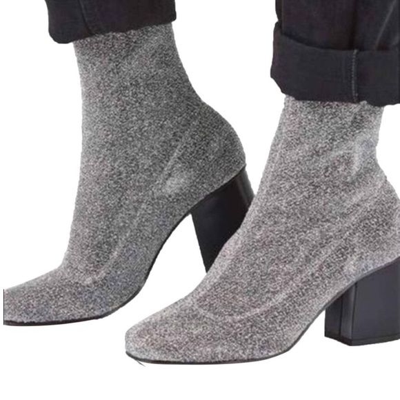 Topshop Shoes - Topshop mesh glitter silver boot